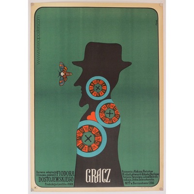 Original Polish film poster 'Gracz" (The Player). Poster design by: Jerzy Flisak, 1973